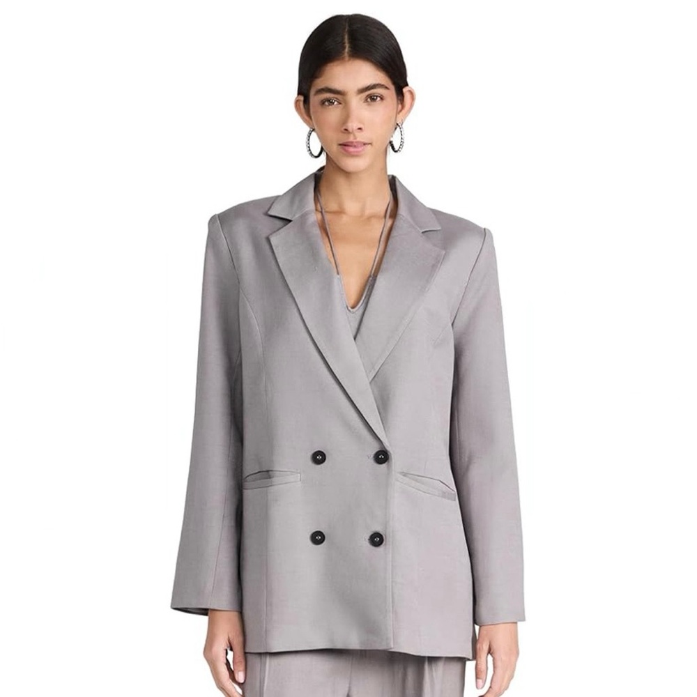 Who What Wear Collection Kate Double Breasted Gray Oversized Blazer | L